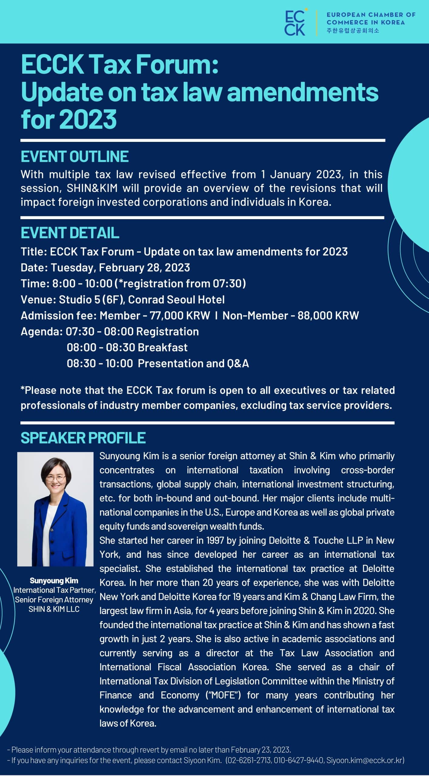 ECCK Tax Forum European Chamber of Commerce in Korea